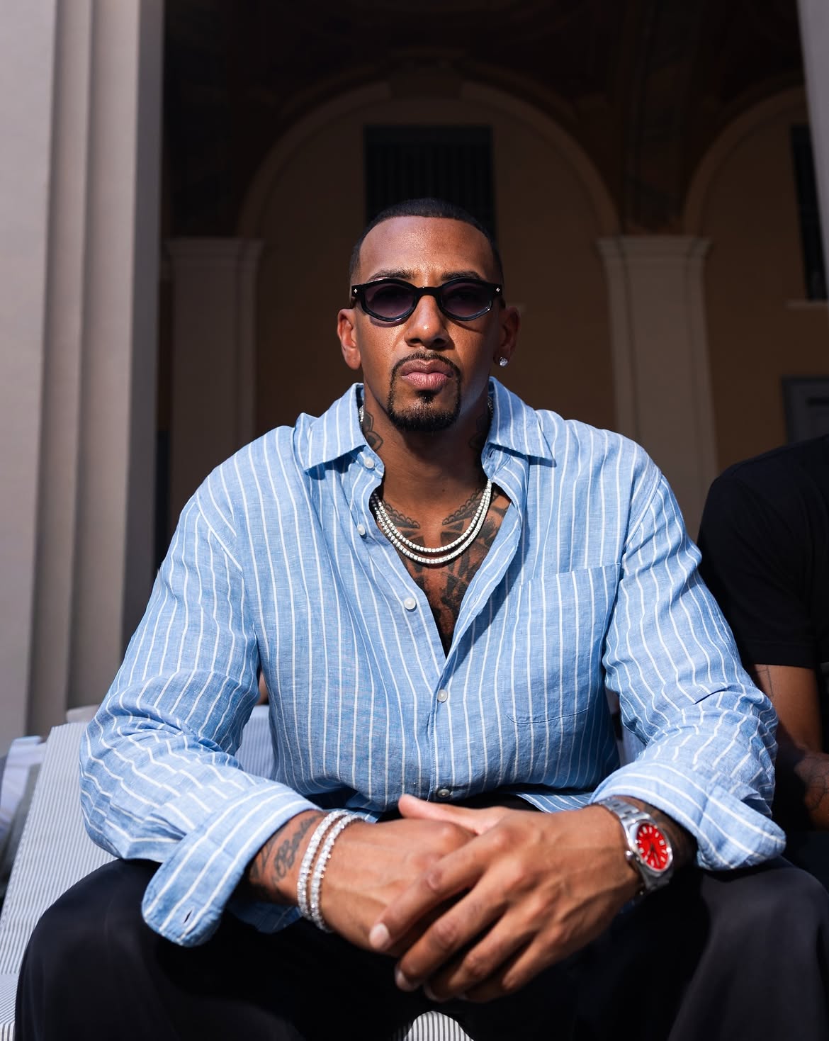 Jerome Boateng for Thom Browne, talent management by Amoa Legacy Group x AmoaSports