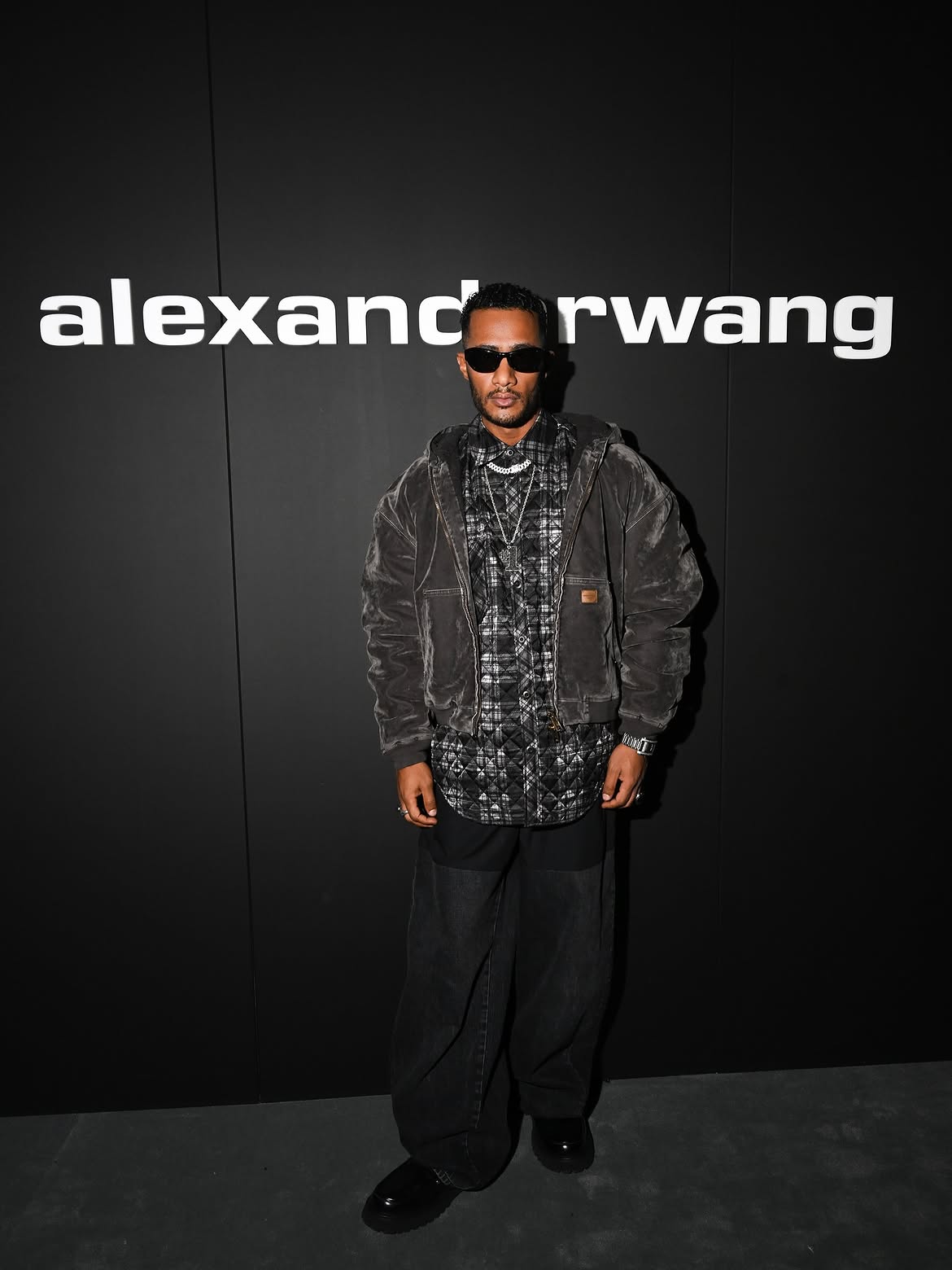 Mohamed Ramadan wearing Alexander Wang at the Alexander Wang SS26 runway show during New York Fashion Week